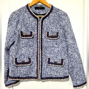 Zara Tweed Blazer - navy & red
